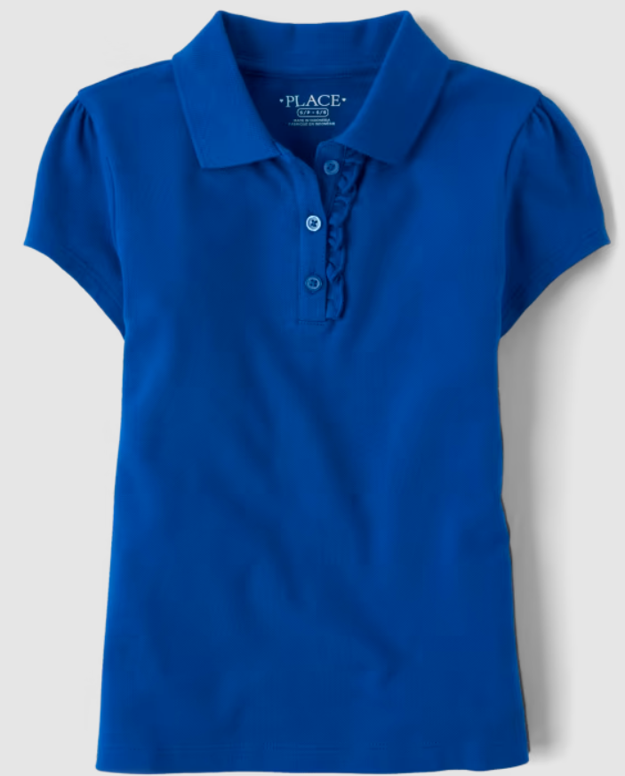 The Children's Place Girls Uniform Ruffle Pique Polo
