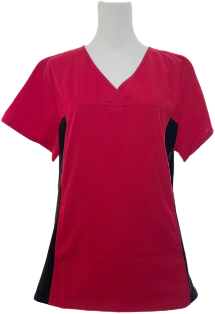 Cherokee Flexibles Red/Black Scrub Top Size M- NWT