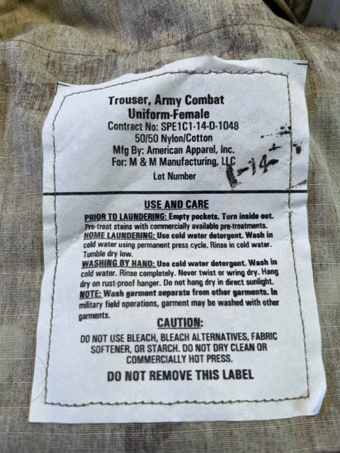 US ARMY OCP Combat Uniform Pants Female