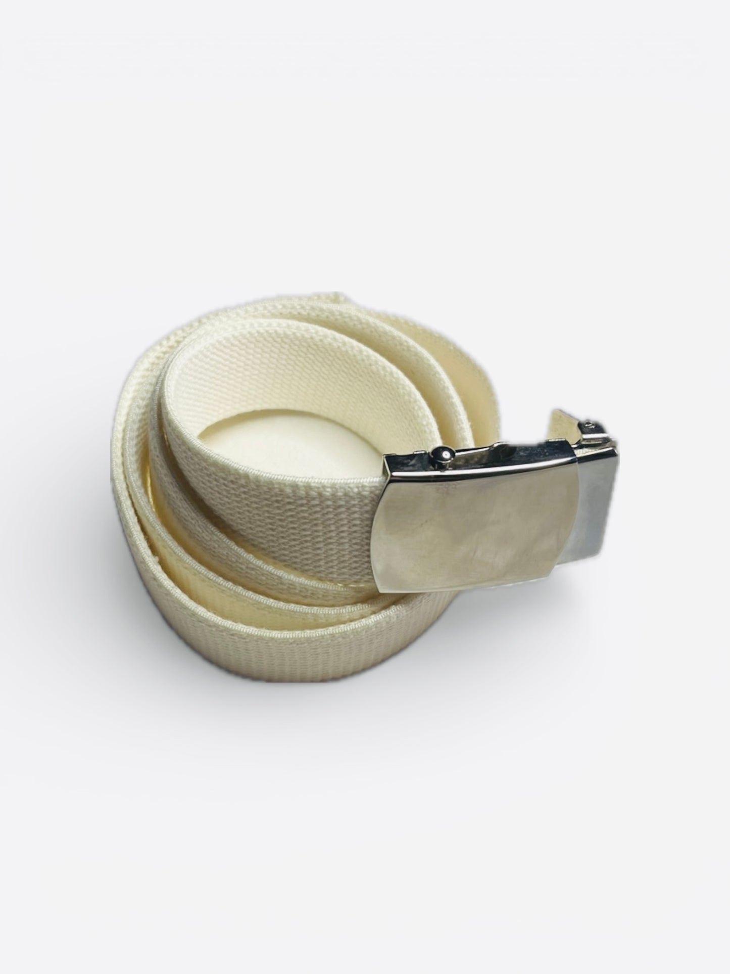 US NAVY Male White Cotton Belt w/Silver Buckle