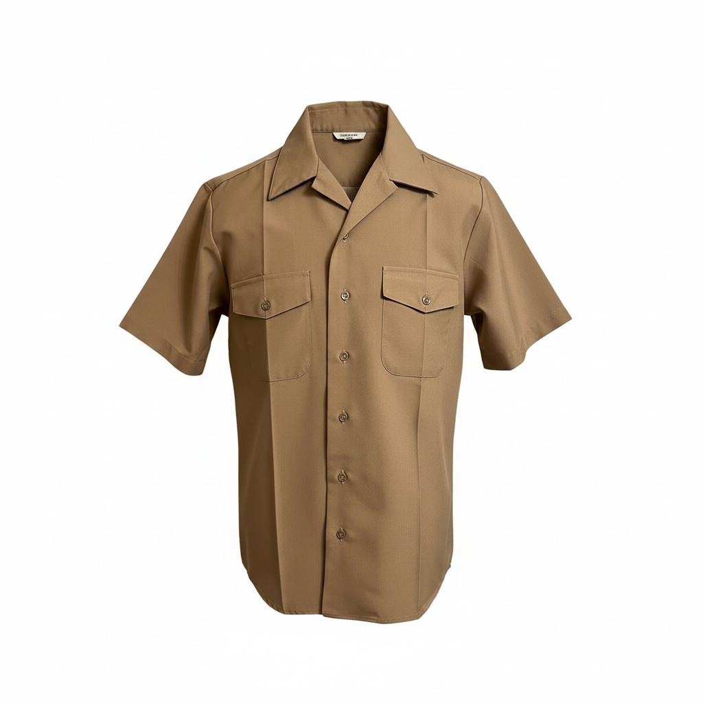 US NAVY Male Service Uniform Short Sleeve Khaki Shirt (Poly/Wool)