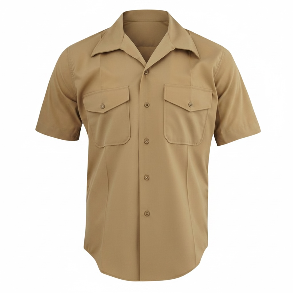 USMC Men's Khaki Short Sleeve Shirt - No Chevrons