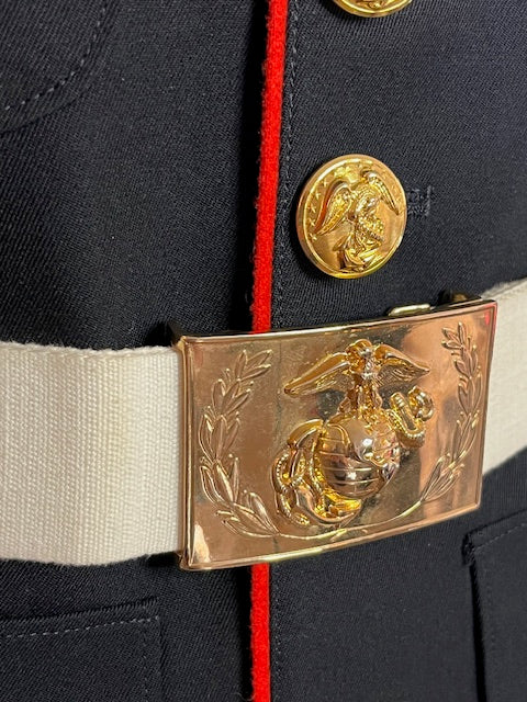 USMC SNCO White Web Coat Belt w/Waist Plate - Wreathed EGA