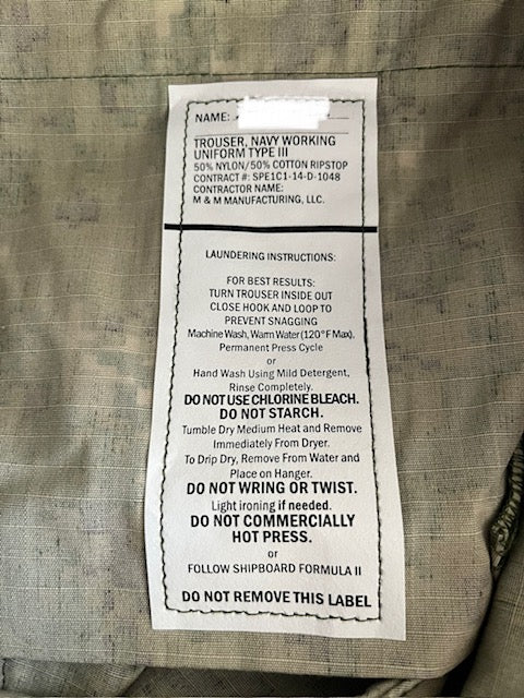 US NAVY NWU Type III Trousers Digital Woodland Camouflage