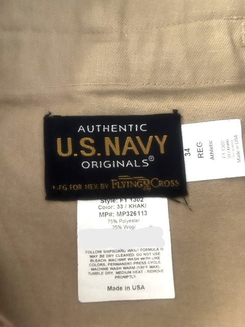 US NAVY Male Service Khaki Trousers Poly/Wool