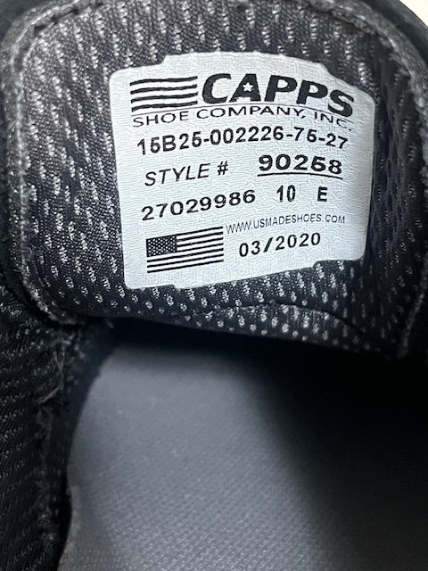 Capps Commander Black Leather Oxfords 90258 Size 10E