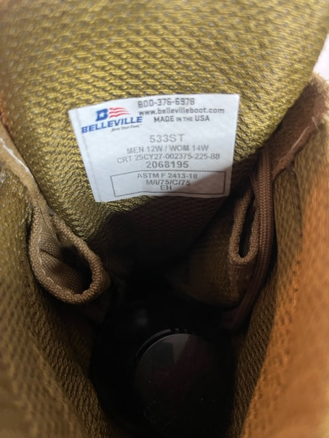 Belleville Sabre 533 Men's Steel Toe Boots Size 12