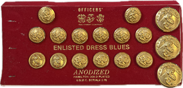 VINTAGE - USMC Dress Blues Gold Buttons - Enlisted