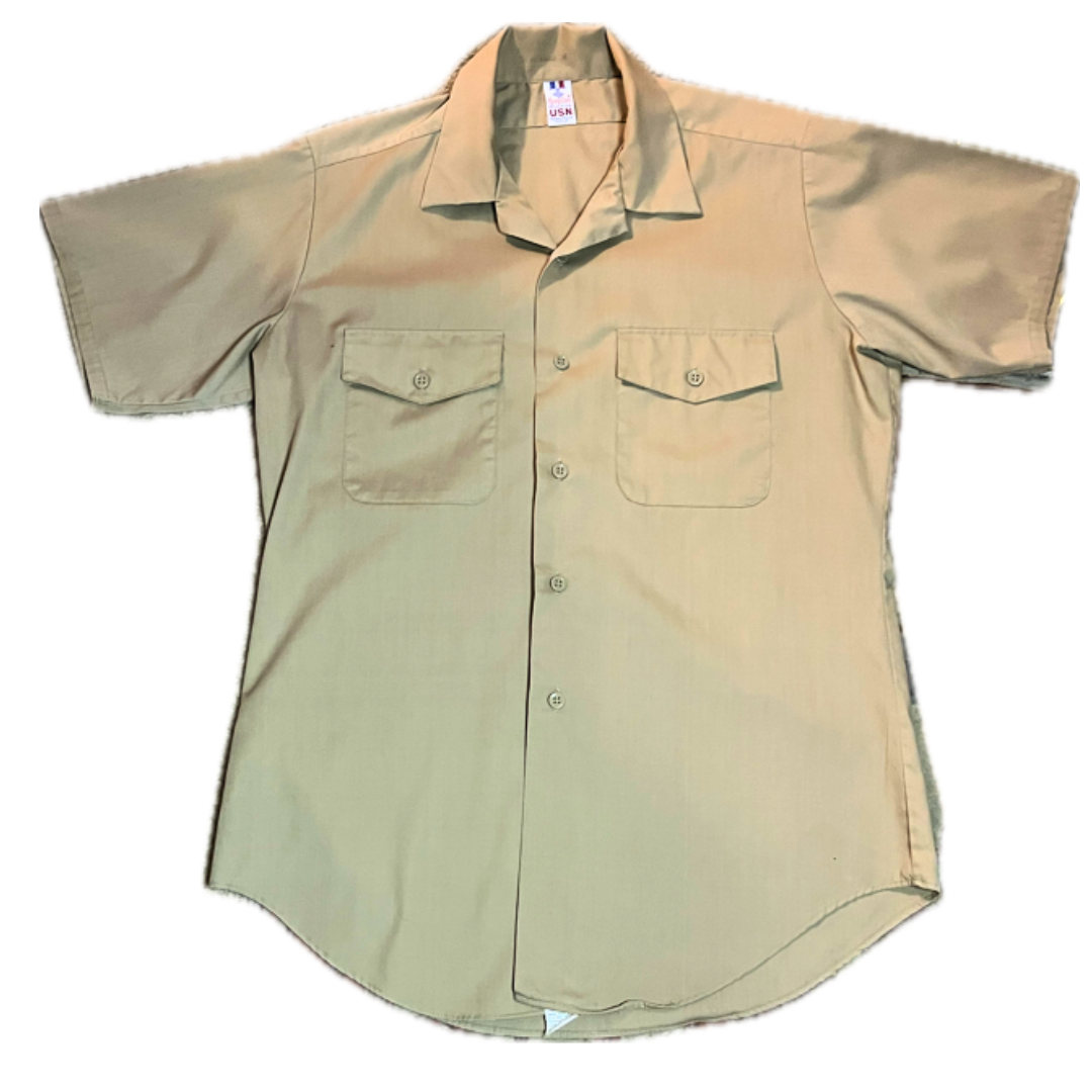 VINTAGE - US NAVY Male Khaki Poplin Shirt