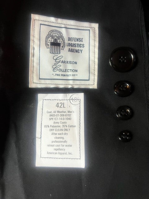 US MILITARY Men's All Weather Black Trench Coat