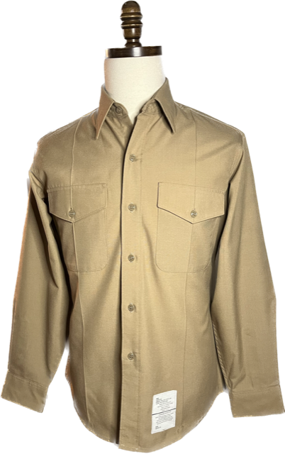 USMC Men's Khaki Long Sleeve Shirt - No Chevrons