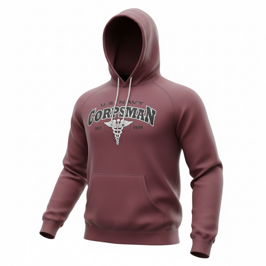 US NAVY Burgundy Corpsman Hoodie Sweatshirt