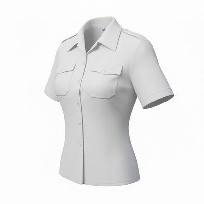 US Navy Officer/CPO Female White Short Sleeve Shirt (Poly/Cotton)