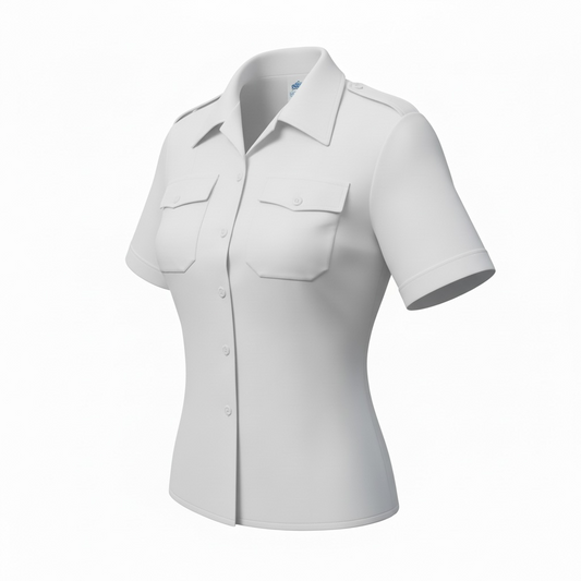 US Navy Officer/CPO Female White Short Sleeve Shirt (Poly/Cotton)