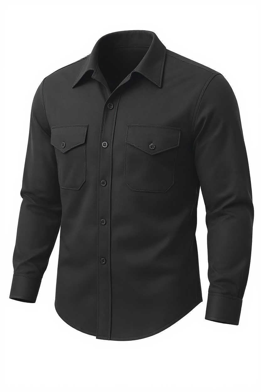 VINTAGE - US NAVY Male Long Sleeve Polyester/Wool Shirt