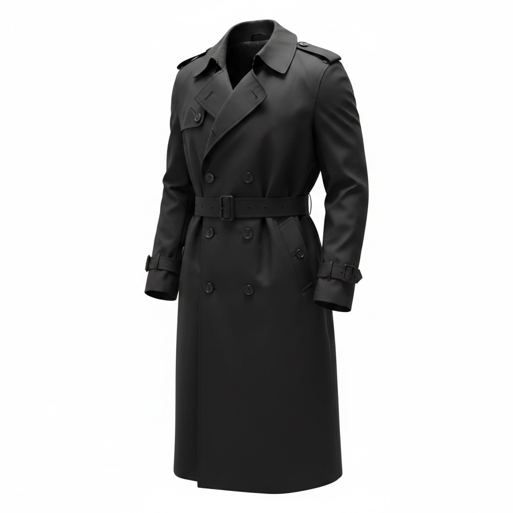 US MILITARY Men's All Weather Black Trench Coat