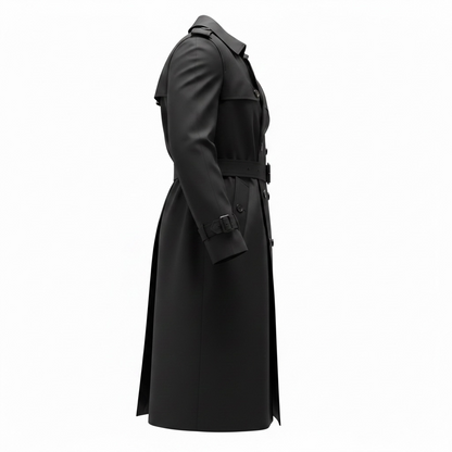 US MILITARY Men's All Weather Black Trench Coat