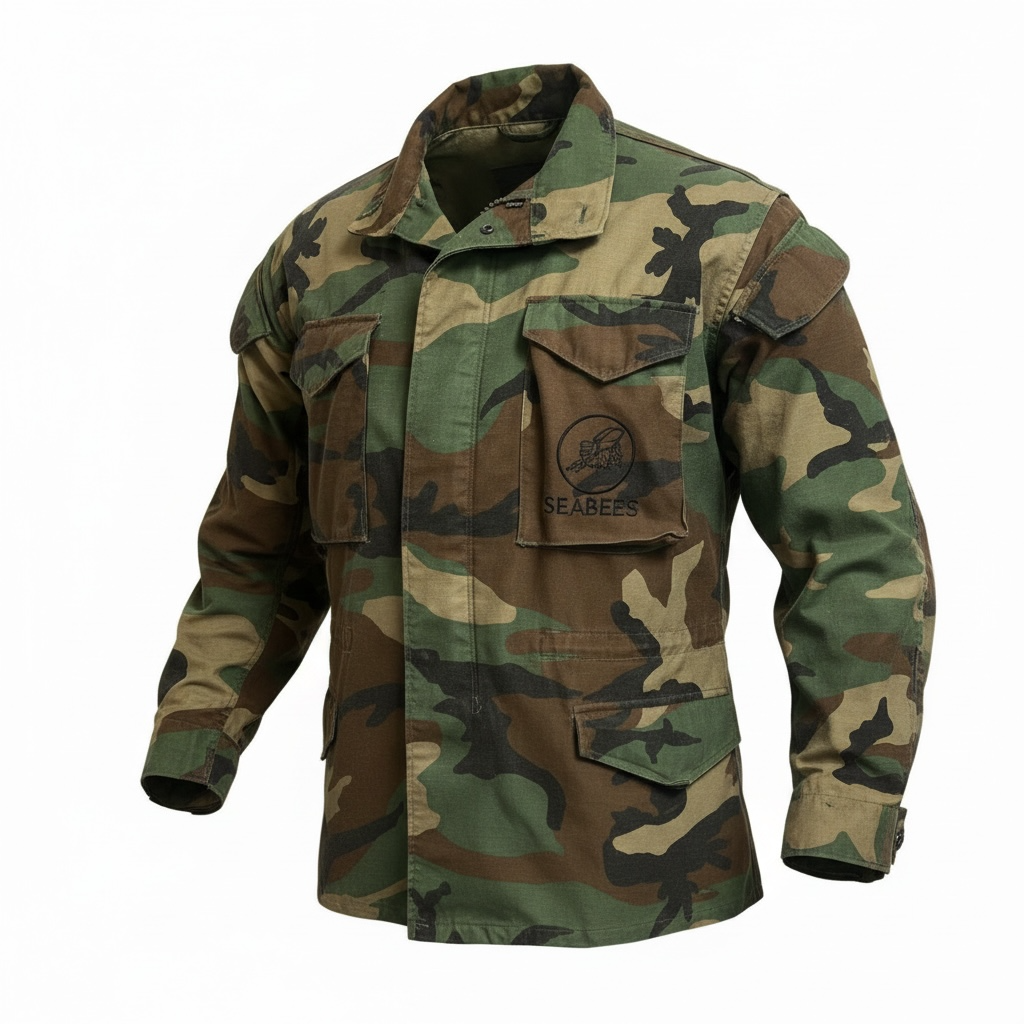 VINTAGE - US MILITARY Seabees Cold Weather Coat Woodland Camouflage
