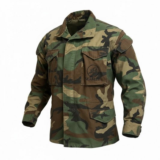 VINTAGE - US MILITARY Seabees Cold Weather Coat Woodland Camouflage