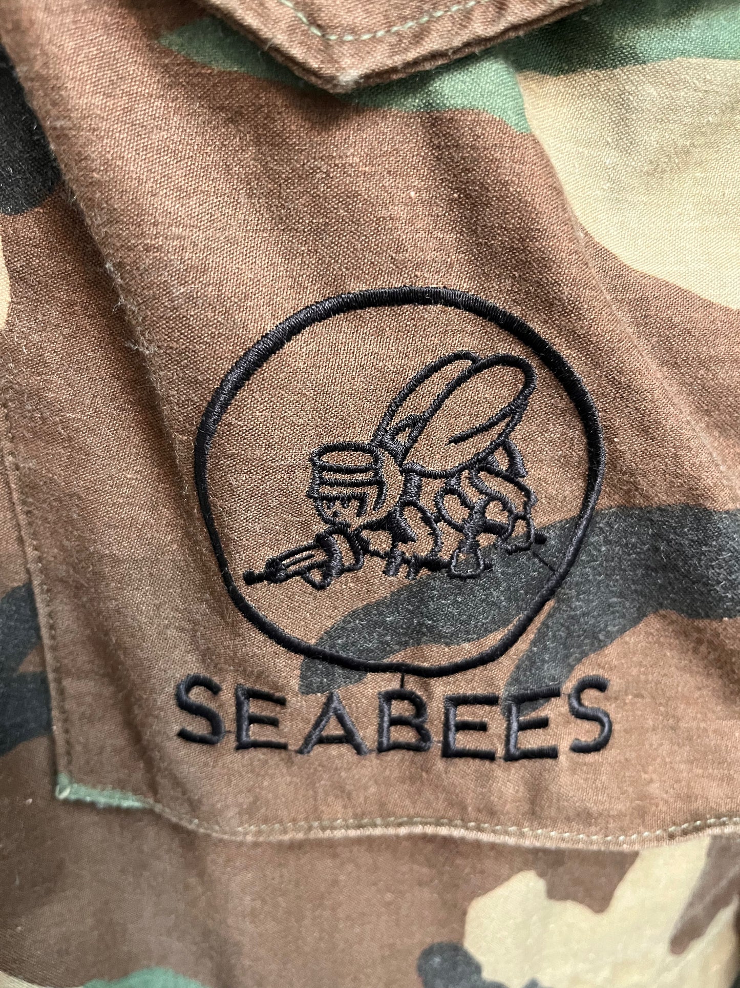 VINTAGE - US MILITARY Seabees Cold Weather Coat Woodland Camouflage