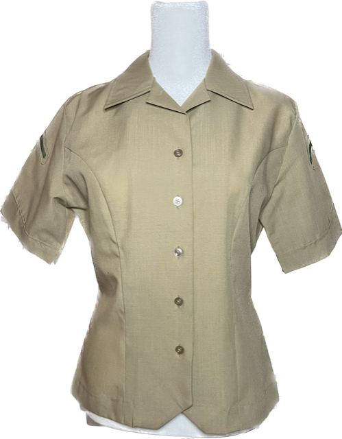 VINTAGE - USMC Female Khaki Short Sleeve Khaki Blouse