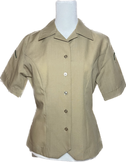 VINTAGE - USMC Female Khaki Short Sleeve Khaki Blouse
