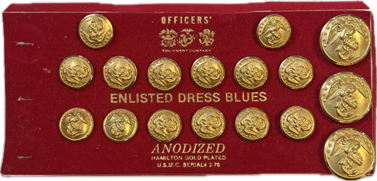 VINTAGE - USMC Dress Blues Gold Buttons - Enlisted