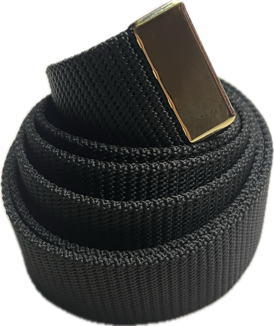 US NAVY Male Black Nylon Belt w/Gold Tip