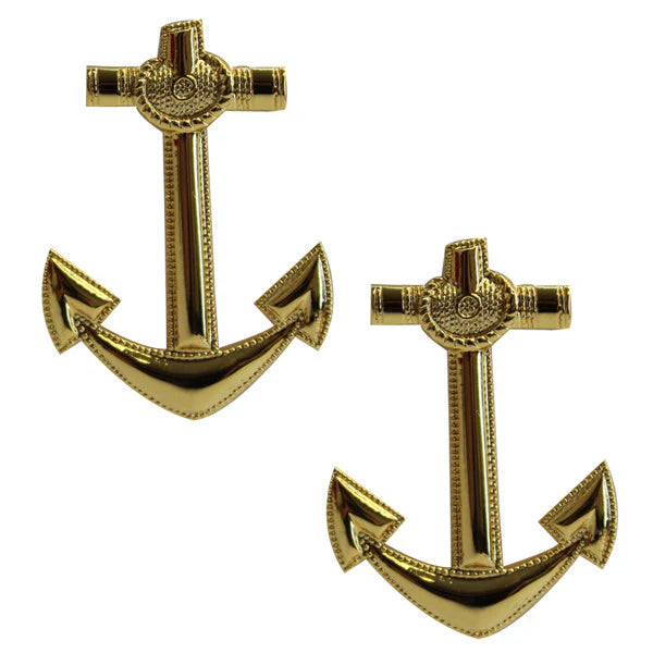 US NAVY Midshipman Coat and Collar Device Plain Gold Anchor Unfouled