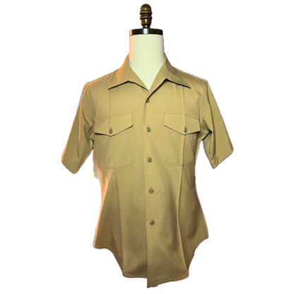 USMC Men's Khaki Short Sleeve Shirt - No Chevrons
