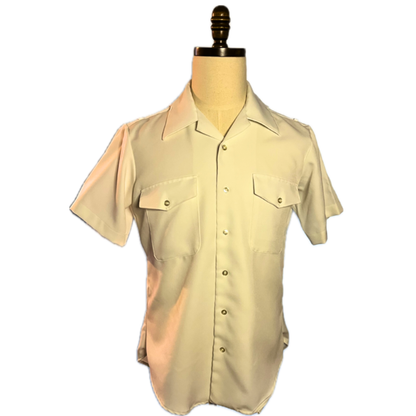 VINTAGE - US NAVY Male Officer White Short Sleeve Service Shirt