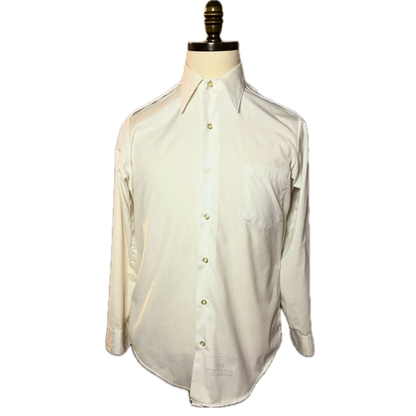 VINTAGE - US NAVY Male Officer White Long Sleeve Service Shirt Cotton/Poly